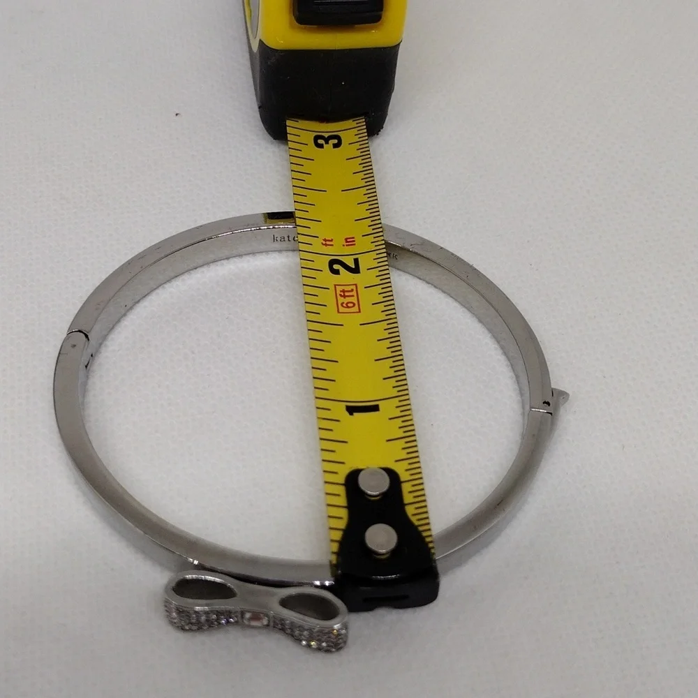 Kate Spade Ready Set Bow‎ Silvertone Crystal Bangle Bracelet